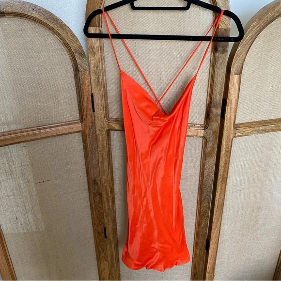 zara red strappy dress Zara Red/Orange Silk Strappy Mini Dress